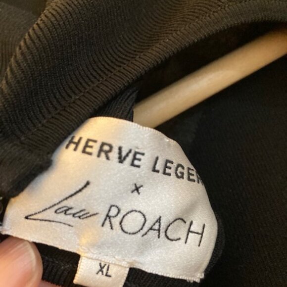 Herve Leger x Law Roach bodycon black dress with mesh insets - Picture 4 of 4